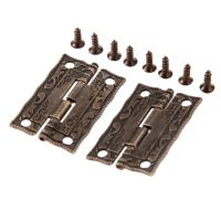 2Pcs/lot 35mm*23mm Hinges 4 holes Antique Bronze Vintage Lace Pattern Decor Furniture hinge Jewelry wooden Box Cabinet Cupboard Accessories