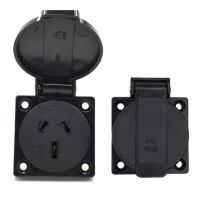 Black round cover 50*50 mm Australian outdoor socket IP44 10/15A 250V AU electrical AC Power Socket Waterproof Industrial outlet Power Points  Switche