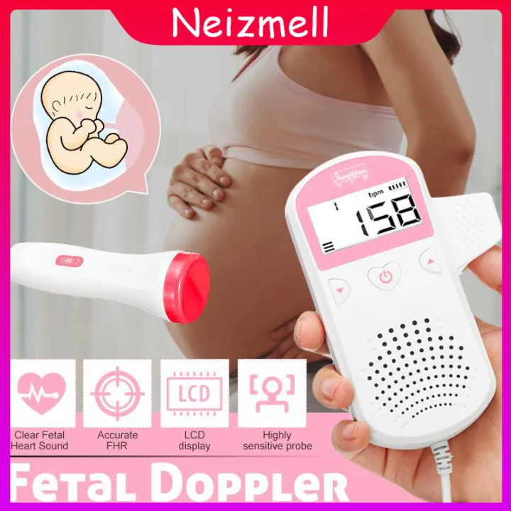 【Free Gel】Fetal Doppler Heartbeat Detector Portable Ultrasound Pregnant Baby Heart Rate Monitor LCD 2.5MHz Pocket Vascular Doppler
