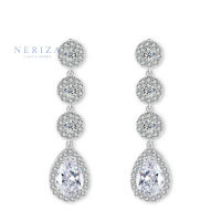 Neriza Jewelry/ ต่างหูเพชรระย้า เพชรสังเคราะห์เกรดพรีเมี่ยมประกายเที่ยบเท่าเพชรแท้ NE007