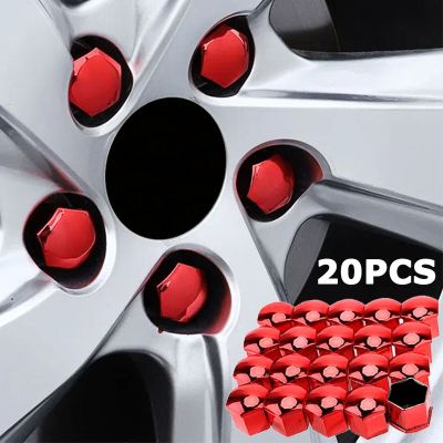 17/19/21mm Car Wheel Tire Nut Caps Auto Tyre Hub Anti-Rust Dustproof Screw Bolt Cover Protection Cover Red Blue Silver 20Pcs/set