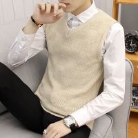 CODLiang Te FengKK Mens Wear Knitted Vest 2020 Sweater Youth Slim-Fit Outer V-Neck Waistcoat Kn