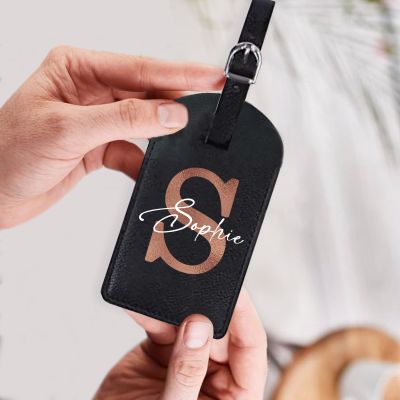 hot！【DT】㍿  Personalised Initial with Name Monogram Luggage Tag Leather for Suitcase Baggage Handbag Tags Label Best