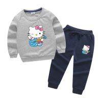 Kitty Cat Sweatshirt Joggers สำหรับชายและหญิง2022ยาวฤดูใบไม้ผลิและฤดูใบไม้ร่วงกีฬาคอกลมพิมพ์ลายเสื้อกันหนาวกางเกงหลวมแบบลำลองชุด0000