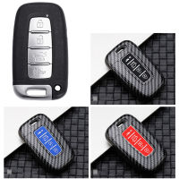 【YY】4 Buttons Carbon Fiber Smart key Case For KIA Forte Sportage K2 K5 For Hyundai Genesis Coupe Sonata ix 35 Car key Fob shell Cover