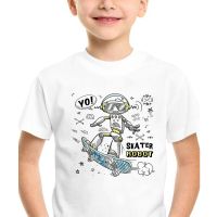 Yo Skater Robot Kids Summer Streetweawr Punk Harajuku T-shirt Oversized Hipster Cool Boy Tops Tumblr Europe Childrens Clothes