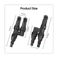 2 Pair Branch Y Connector in Pair MMF+FFM Black Y Connector for Parallel Connection Between Solar Panels, 1 Brunch