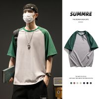 The new 2023 summer color matching short sleeve T-shirt male popular logo trend boy student han edition dress half sleeve ins coat --ntx230801▬☫