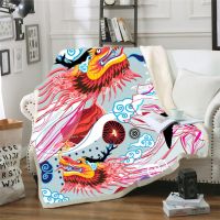 2023 Cartoon Dragon Fleece Sherpa 3D Print Plush Throw Blankets on Bed Sofa Home Textile Kids Gift Travel Picnic Sleep Nap Knee Cover