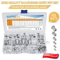 93pcs Aluminum Rivet nuts Set Nutserts Threaded Insert Nutsert Cap Flat Head Rivet Nuts M3 M4 M5 M6 M8 M10