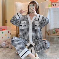 Authentic Cotton Women‘s Pajama Sets Pyjamas Polka Patterns Sleepwear Loungewear Pijama Mujer Couple Nightwear Homewear Fashion