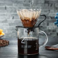 {Xiaoyi Coffee} ชุดกรองกาแฟ V60 Dripper แก้ว1 2ถ้วยแบ่งปันหม้อชงช่องทางนำมาใช้ใหม่เหยือกชง