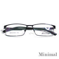 Fashion กรอบแว่นตา สำหรับตัดเลนส์ แว่นสายตา แว่นตา รุ่น Minimal 89078 สีดำ กรอบเต็ม ทรงเหลี่ยม ขาข้อต่อ วัสดุ สแตนเลส สตีล  รับตัดเลนส์ทุกชนิด