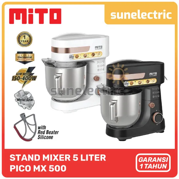MITO MX500 Stand Mixer Stainless Steel Bowl Kapasitas 5 Liter Low Watt