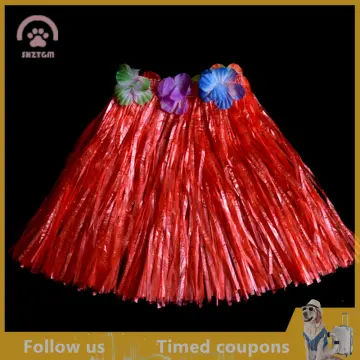 Hawaiian Hula Grass Skirt Fancy Dress Flower Long Hawaiian Tropical Hula  Luau Grass Dance costume