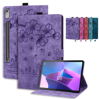 เคสพับฝาเป็นฐาน Lenovo Tab P11 Pro 2nd Gen Lenovo XiaoXin Pad Pro 2022 11.2 "TB132FU TB138FC กรอบแท็บเล็ตหนัง PU แบบนูน TPU แบบนิ่ม