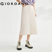 GIORDANO ผู้หญิง ยืดผ้าฝ้ายแท้ทอสีทึบ กระโปรงแยกด้านหน้า Free Shipping 18463706