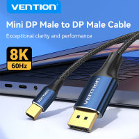 Vention พอร์ตแสดงผลขนาดเล็กไปยังพอร์ตการแสดงผล8K 60HZ สาย Mini DP เป็น DP ตัวแปลงพอร์ตสำหรับคอมพิวเตอร์ทีวี Displayport 1.4