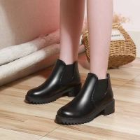 CODMing Chi 35-43 Large Size Womens Shoes British Martin Boots All-Match Chelsea Flat Ankle