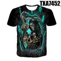 (Ready Stock ) Men Skull Pattern 3d Printed Rock n Roll METALLICA Band T-shirt Casual Short Sleeve T Shirts