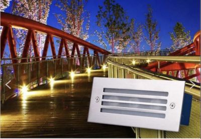 ไฟฝังบัดได หน้าสแตนเลท 3W LED Wall Recessed indoor/outdoor Stainless steel Step Stairs Lamp Ground Footlight Aisle
