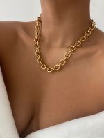 【DT】hot！ Titanium With 18K Gold Statement O Shap Chains Necklaces  Jewelry Punk Designer Ins