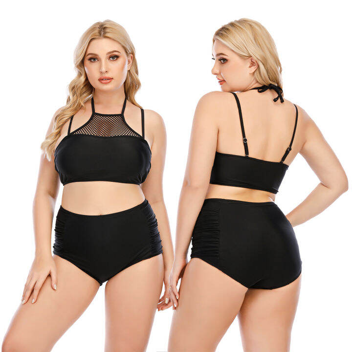 Black Plus size Split Ladies Swimsuit Large Cup Bikini Lazada PH