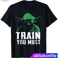 2023 NewCotton 1เสื้อยืดลำลอง Star Wars Yoda Train You Must Green Graphic Men S Women S T-shirtsS-3XL