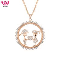 Round Boys and Girls Couple Pendant Necklaces Jewelry For Women Fashion Gold Round Crystal Multi Layers Necklace Long Accessory