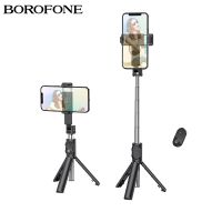 BOROFONE รีโมทไม้เท้าเซลฟีขาตั้งสามขาแบบพกพาสำหรับโทรศัพท์มือถือรีโมทคอนโทรลบลูทูธพับได้ขาตั้งสำหรับการถ่ายทอดสด