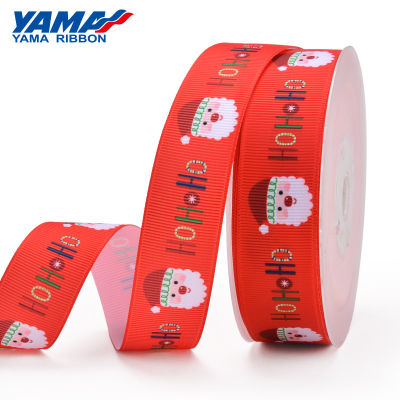 YAMA 1 inch 25mm Wide Christmas Grongrain Ribbon 100yards for Craft Packing Wedding Decoration Craft Woven Printed Green Red