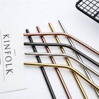 Colorful Stainless Steel Straws Reusable Straight Bent Metal Drinking Straw With Cleaner Brush Set Bar Party Accessory Specialty Glassware