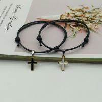 2 pcs/lot Cross Couple Bracelet New Fashion White Black Color Charm Bracelet Gift For Friend Lover Handmade Trendy Jewelry 【hot】Brisana