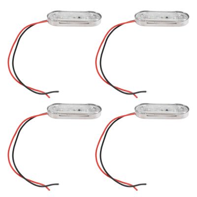 4Pcs 12V Boat Marine Signal Lamp Clear Grade Large Waterproof LED Courtesy Lights Stair Deck White