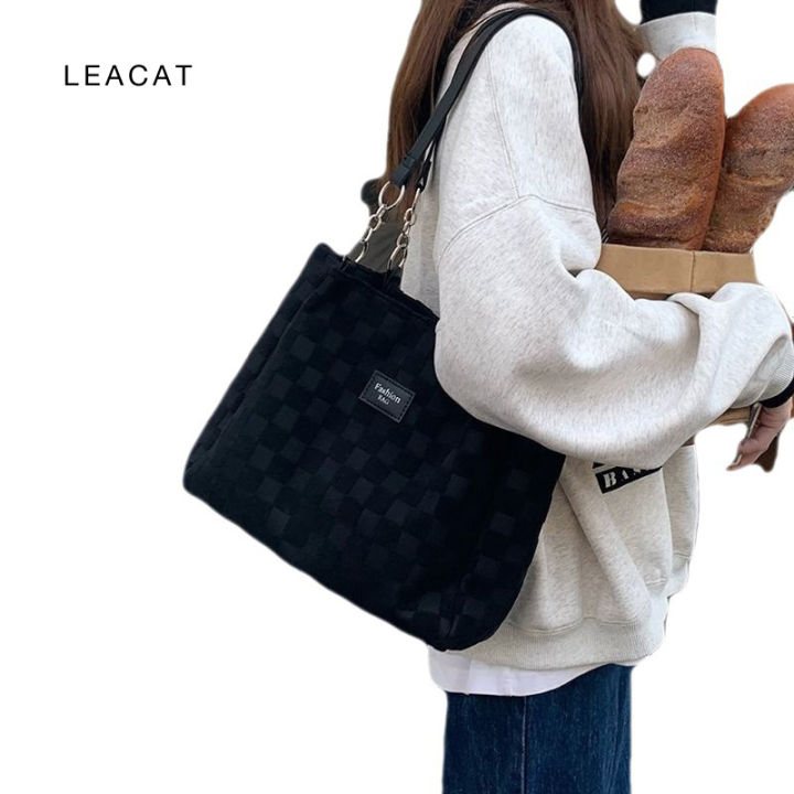 Leacat large capacity women texture shoulder bag portable tote bag | Lazada