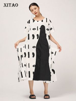 XITAO Dress Women Loose  Casual Print Dress