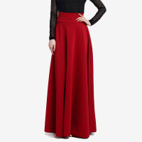 High Waist Pleated Womens Skirt Plus Size 5XL Autumn A-Line Female Casual Red Long Skirts  Ladies Streetwear Elegant Bottom