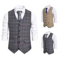 Sleeveless Jacket winter Business Fashion Plus Casual Vest Vest Suit Waistcoat Men Size Plaid Autumn