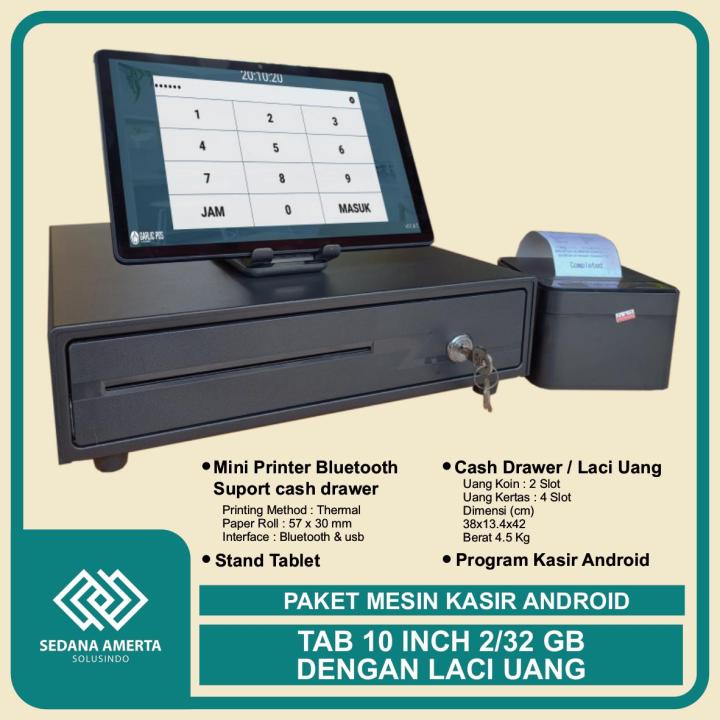 Paket Mesin Pos Kasir Android Tablettab 10 Inch 232 Lengkap Lazada Indonesia 0391