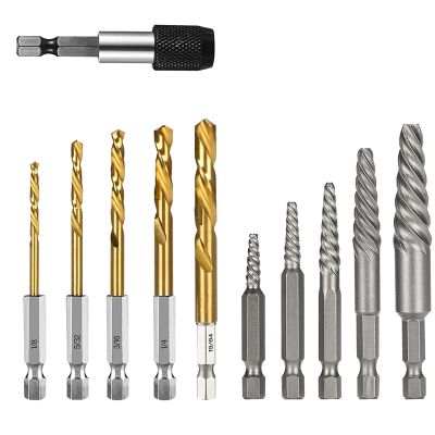 11 Pieces Screw Extractor Set Reverse Drill Bit Extractor Set for Removing Broken Screws