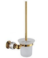 Free ship Brass Crystal Gold Toilet Brush Holder,Golden Bathroom accessories