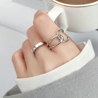 Korea Opening Adjustable Geometric Ring Cross Dongdaemun Design SenseCool Style Index Finger Line