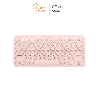 Logitech โลจิเทค Bluetooth Multi Device Keyboard คีย์บอร์ดไร้สาย แถมสติ้กเกอร์ภาษาไทย รุ่น K380 สี Rose