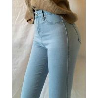 Womens jeans mid waist stretch fashion long skinny casual denim pants slim basic thin jeans..