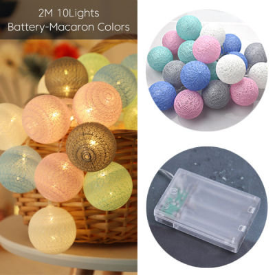 Garland Cotton Balls String Lights Battery DIA 6CM 10 Cotton Ball Light Chain Fairy LED Holiday Lights Birthday Party Gifts