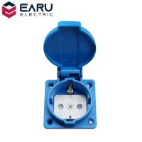 ⊙♧✲ 16A EU Standard Waterproof Socket Industrial Household AC Power Dustproof Outlet Copper Contact Body Generator IP44 250V