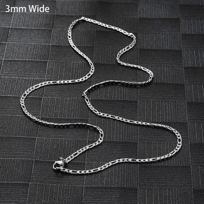 JDY6H Mens Stainless Steel Figaro Chains Necklace for Women Classic Waterproof Never Fade Siver Color Link Choker Jewelry Gift
