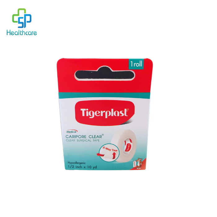 tigerplast-caripore-clear-1-2-นิ้ว-x-10-หลา-ไทเกอร์พล๊าส-แคริพอร์-เคลียร์-เทปแต่งแผลชนิดใส