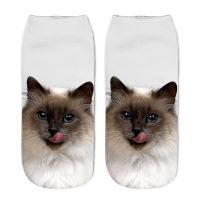 3D Printing Childrens Socks Design Funny Cute Cat Socks Unisex Gift Low Ankle Funny Socks 6-12 Years Old