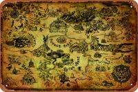 Legend Of Zelda Map โลหะป้ายดีบุกสำหรับนักเล่นเกมโปสเตอร์ลายย้อนยุคแผงติดผนังภายในกลางแจ้งขนาด8X12นิ้ว